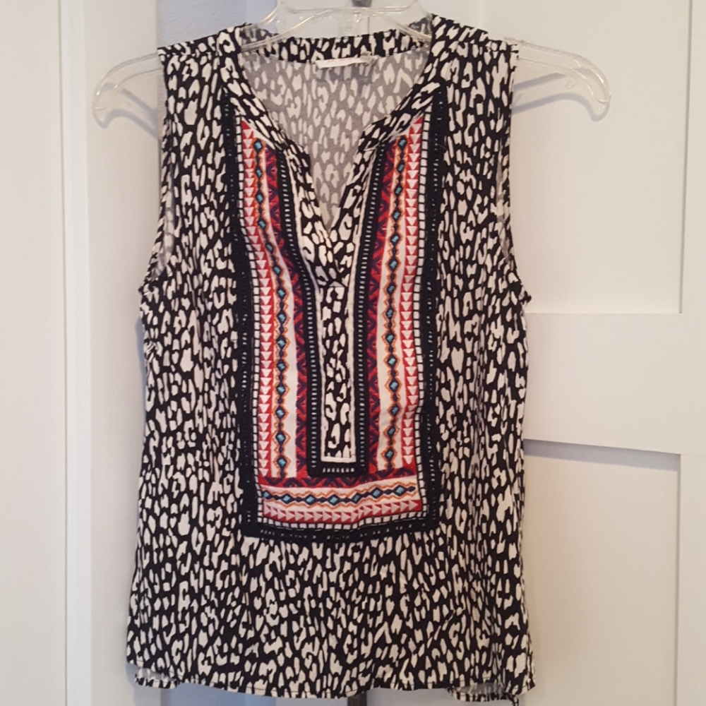 Tribal print sleeveless blouse